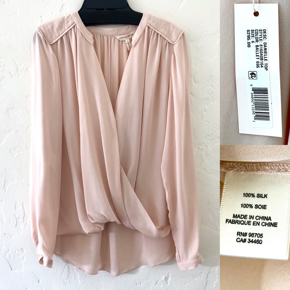 ✨HPx2!✨NWT Rebecca Taylor Pink Silk Top - Picture 6 of 7